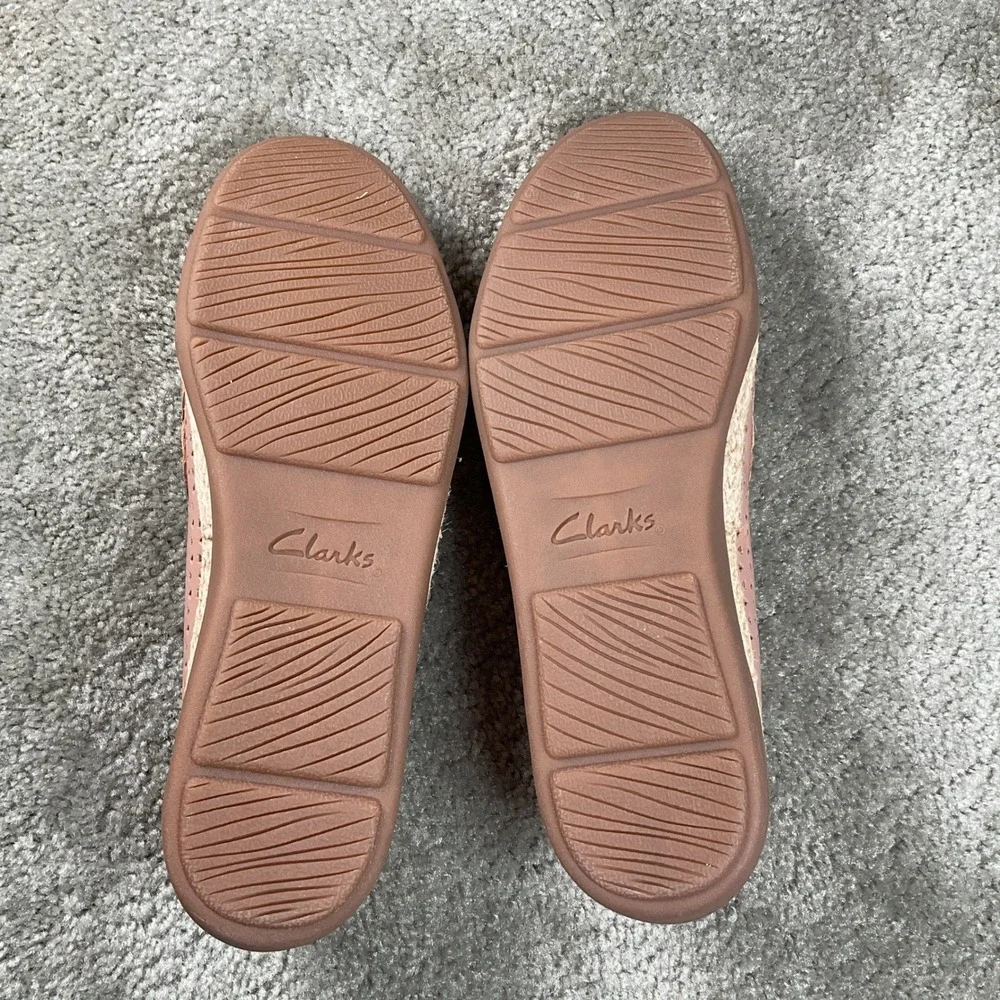 Clarks Collection Elaina Ruby  Womens 9.5 Pink‎  Perforated Espadrille Flats